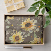 Papier Mousseline Bee w Sunflower Floral Rustique Bois foncé Découpa (Cadeau)