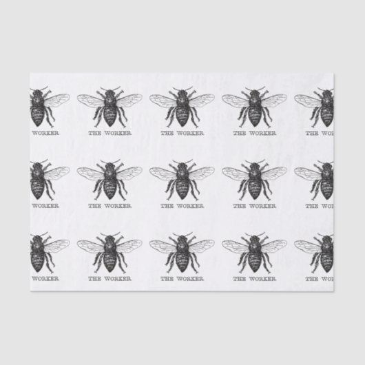 Papier Mousseline Bee Worker Honey Black Bumblebee (Recto)