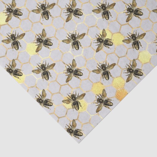 Papier Mousseline Bees Gold Honeycomb (Détail)