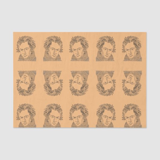 Papier Mousseline Beethoven, notes de musique, professeur de musique (Recto)