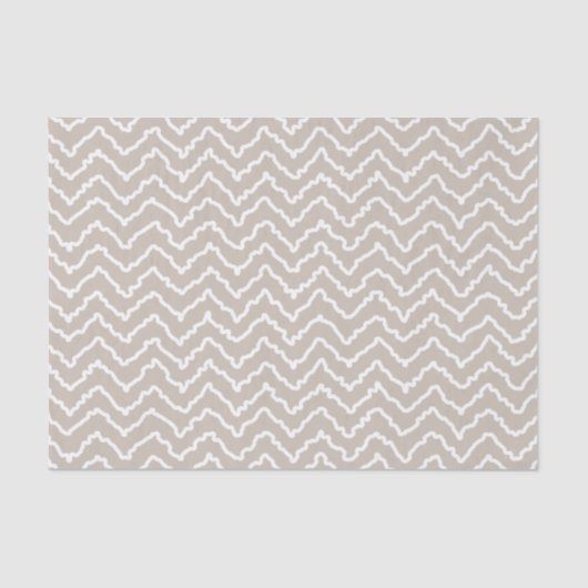 Papier Mousseline Beige And White Squiggly Chevron Zigzag Pattern (Recto)