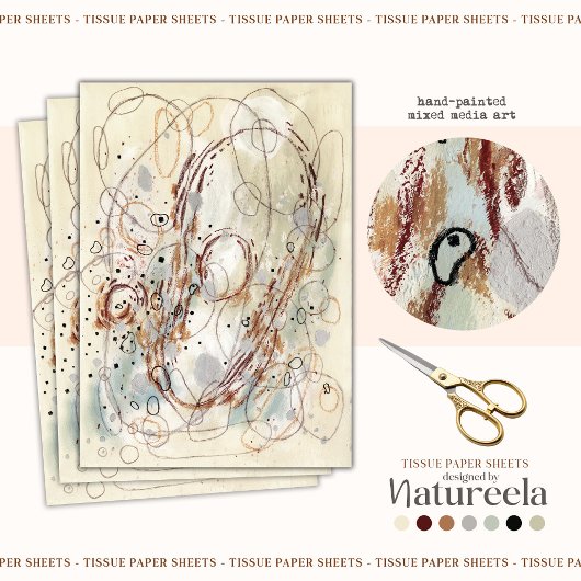 Papier Mousseline Beige Brown Abstract Decoupage Tissue Paper