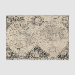 Papier Mousseline Beige vintage de carte de Vieux Monde