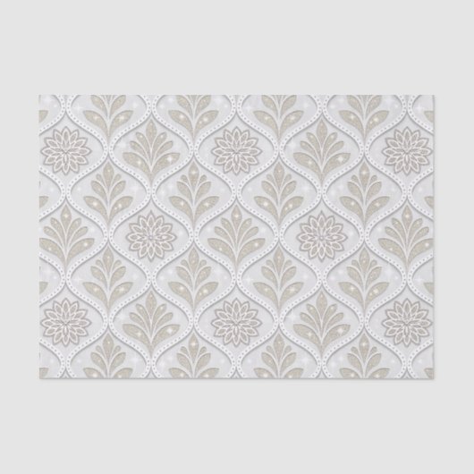 Papier Mousseline Beige & White Sparkling Quatrefoil Pattern (Recto)