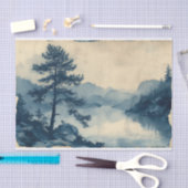 Papier Mousseline Bel Paysage avec une rivière calme et verdoyante (Artisanat)