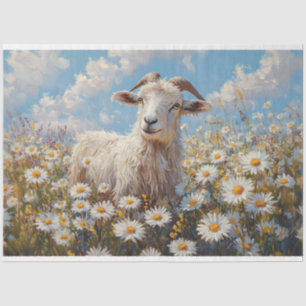 Papier Mousseline Bélier dans un champ de marguerite peinture découp