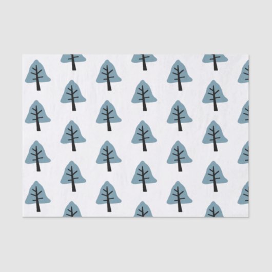 Papier Mousseline Bell Tree Motif Simple Pastel Blue Holiday (Recto)