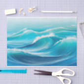 Papier Mousseline Belle Abstraite douce Bleu Bleu Bleu Vagues de Spl (Artisanat)