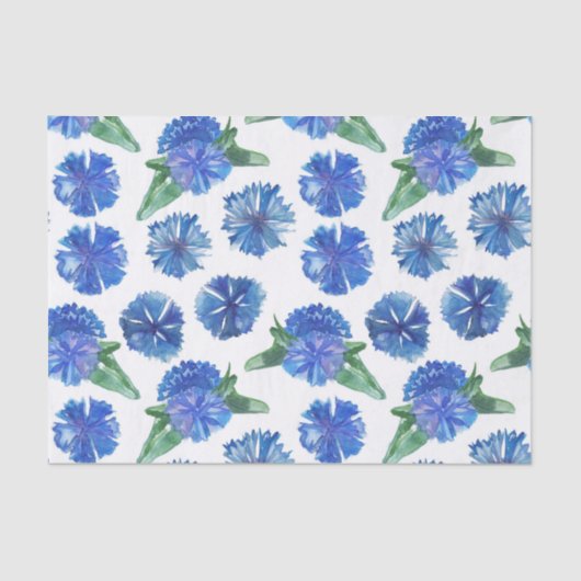 Papier Mousseline Belle aquarelle bleu cornfleurs (Recto)