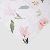 Papier Mousseline Belle Aquarelle Florale Rose (Détail)