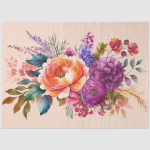 Papier Mousseline Belle aquarelle Jardin Fleurs Découpage
