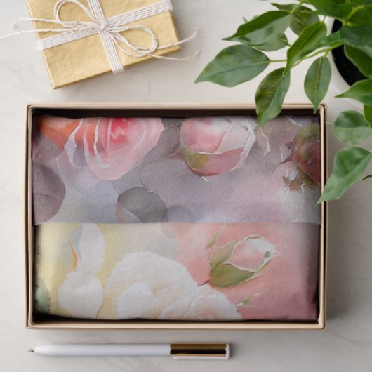 Papier Mousseline Belle aquarelle Rose pâle (Cadeau)
