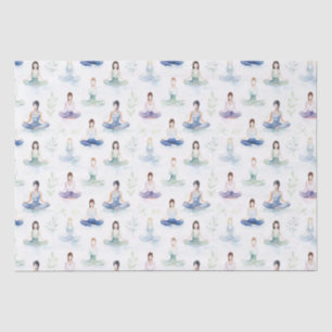 Papier Mousseline Belle aquarelle Yoga Girls Méditant la nature