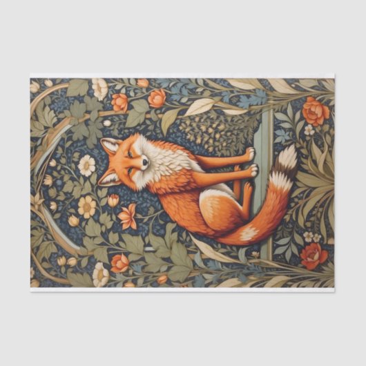 Papier Mousseline Belle assise Red Fox William Morris Inspiré (Recto)