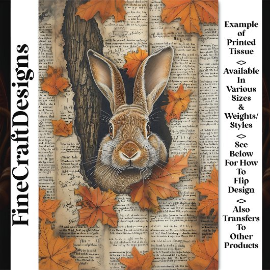 Papier Mousseline Belle Automne Peeeeking Rabbit Ephemera BK6 Découp