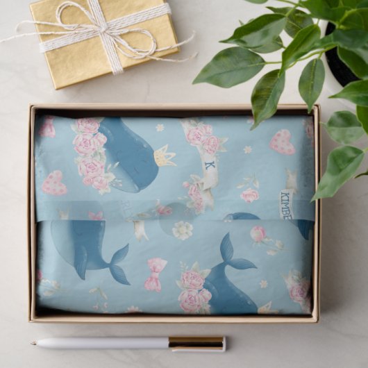 Papier Mousseline Belle baleine personnalisée (Cadeau)
