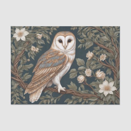 Papier Mousseline Belle Barne Owl William Morris Inspiré (Recto)