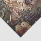 Papier Mousseline Belle Chat avec Fleurs (Détail)