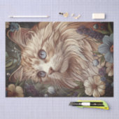 Papier Mousseline Belle Chat avec Fleurs (Artisanat)