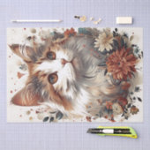 Papier Mousseline Belle Chat avec Fleurs (Artisanat)