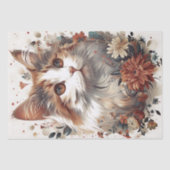 Papier Mousseline Belle Chat avec Fleurs (Recto)