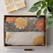 Papier Mousseline Belle Chat Calico Avec Fleurs Marigold (Cadeau)
