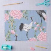 Papier Mousseline Belle chinoiserie exotique fleurie et oiseau (Artisanat)