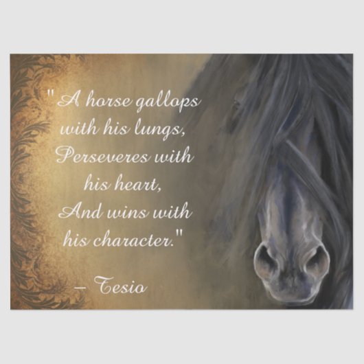 Papier Mousseline Belle citation Inspirationnelle du Cheval Noir (Recto)