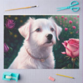 Papier Mousseline Belle Collection Chien Et Rose (Artisanat)