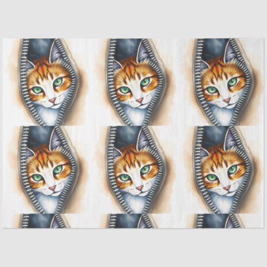 Papier Mousseline Belle Collection de chats en aquarelle tendance (Recto)