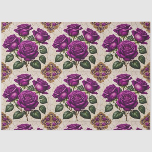 Papier Mousseline Belle collection de Roses pourpres populaire (Recto)