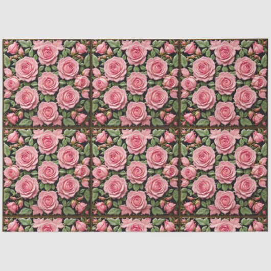 Papier Mousseline Belle collection de roses roses tendance (Recto)