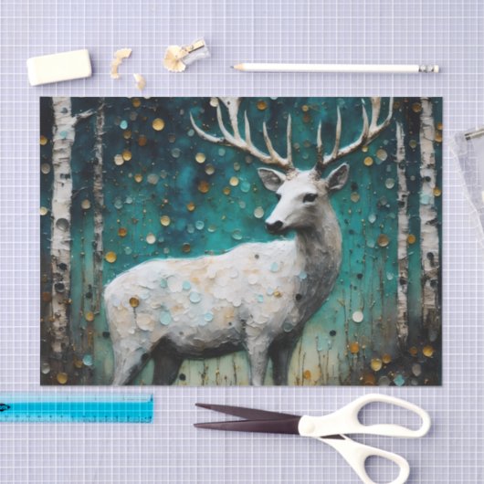 Papier Mousseline Belle Découpage de cerfs blancs (Artisanat)