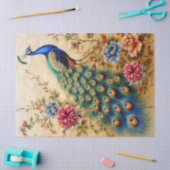 Papier Mousseline Belle Découpage de paon floral (Artisanat)