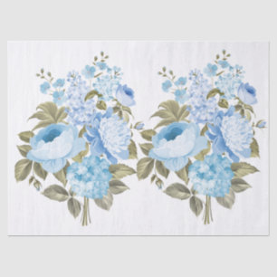 Papier Mousseline Belle Découpage Roses & Fleurs Bleu Doux