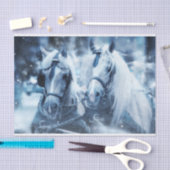 Papier Mousseline Belle équipe Cheval Hiver Conduite photo (Artisanat)
