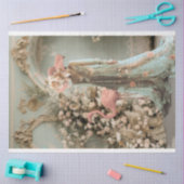 Papier Mousseline Belle Femme, Flamant rose & Floral, Portrait Art (Artisanat)