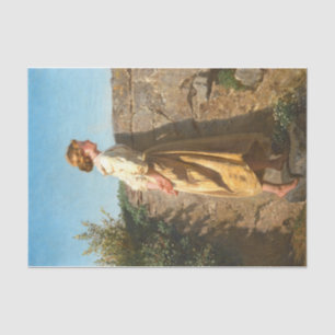 Papier Mousseline Belle femme regardant le mur (Vintage)