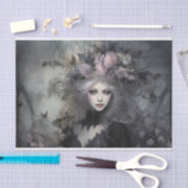 Papier Mousseline Belle femme reine gothique avec découpage de fleur (Artisanat)