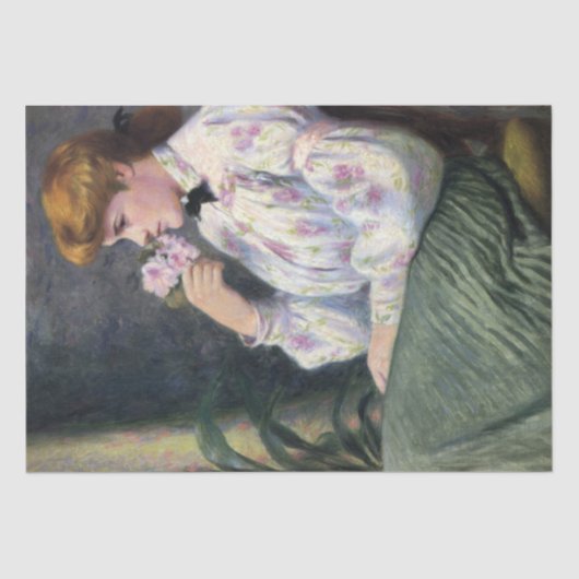 Papier Mousseline Belle Femme Sentant Des Fleurs (Reverie) (Recto)