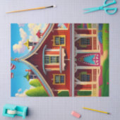 Papier Mousseline Belle ferme Campagne Découpage (Artisanat)