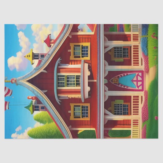 Papier Mousseline Belle ferme Campagne Découpage (Recto)