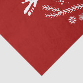 Papier Mousseline Belle Fête Scandi Rouge Blanc Noël Cerf (Détail)