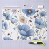 Papier Mousseline Belle fleur sauvage bleu clair (Artisanat)