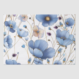 Papier Mousseline Belle fleur sauvage bleu clair