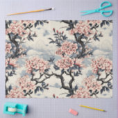 Papier Mousseline Belle floraison de cerisiers inspirée d'Asie Vinta (Artisanat)