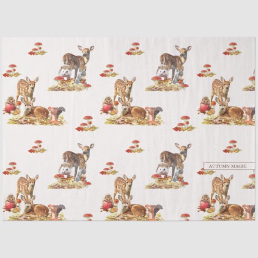 Papier Mousseline Belle Forêt Animale Automne Motif Art (Recto)