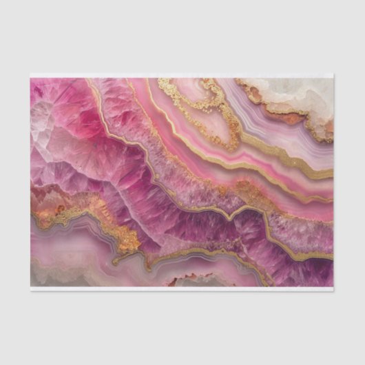 Papier Mousseline Belle géode cristal en rose (Recto)