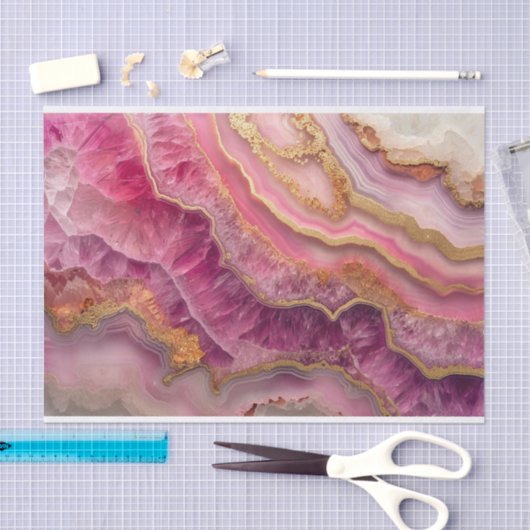 Papier Mousseline Belle géode cristal en rose (Artisanat)