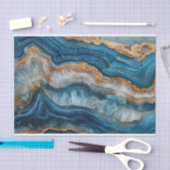 Papier Mousseline Belle géode de cristal en bleu et or (Artisanat)